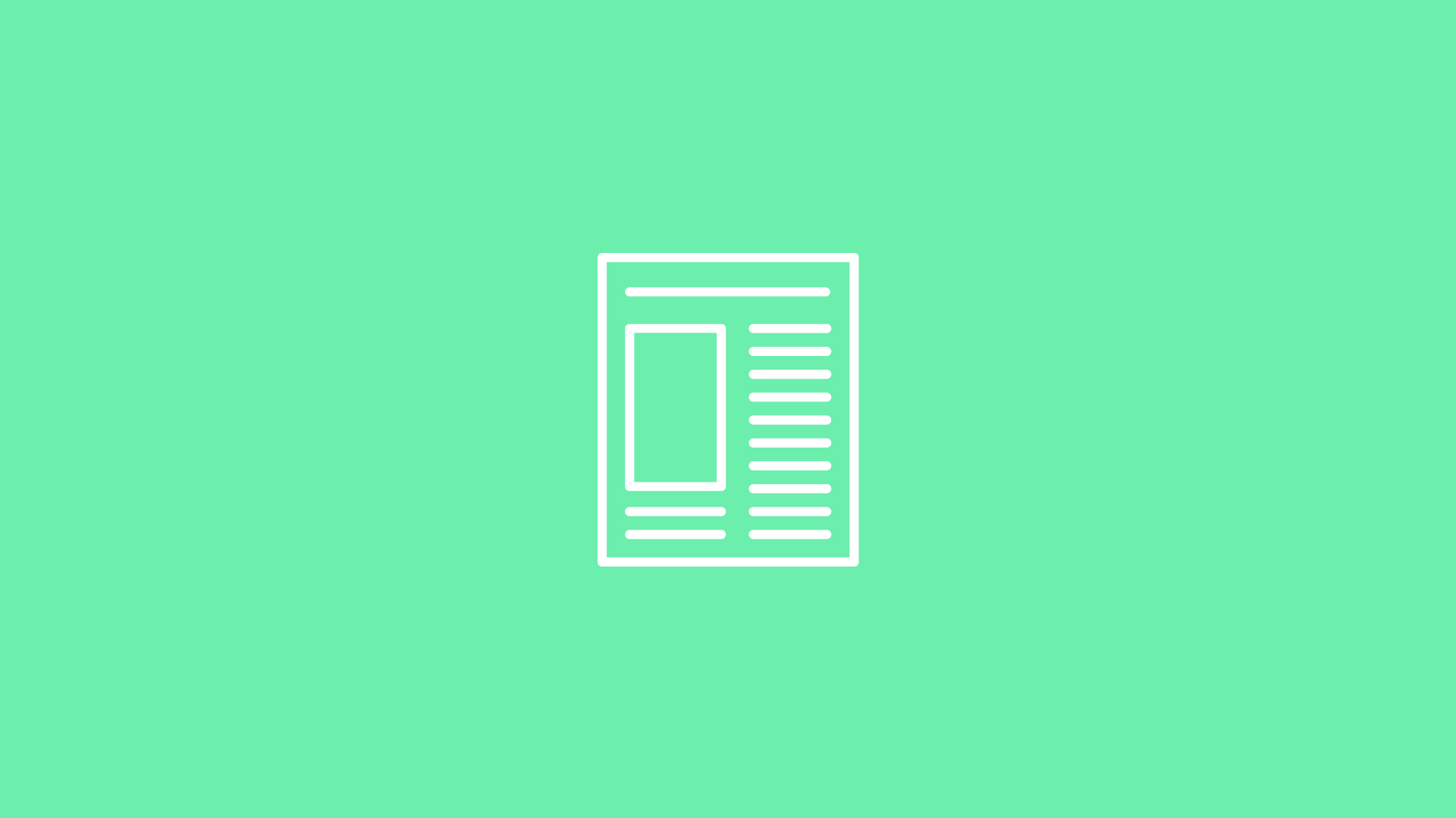 Flat newspaper icon with a light green geometric background
