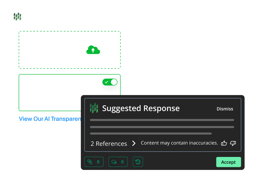 AI document scanning widget and Suggested response box